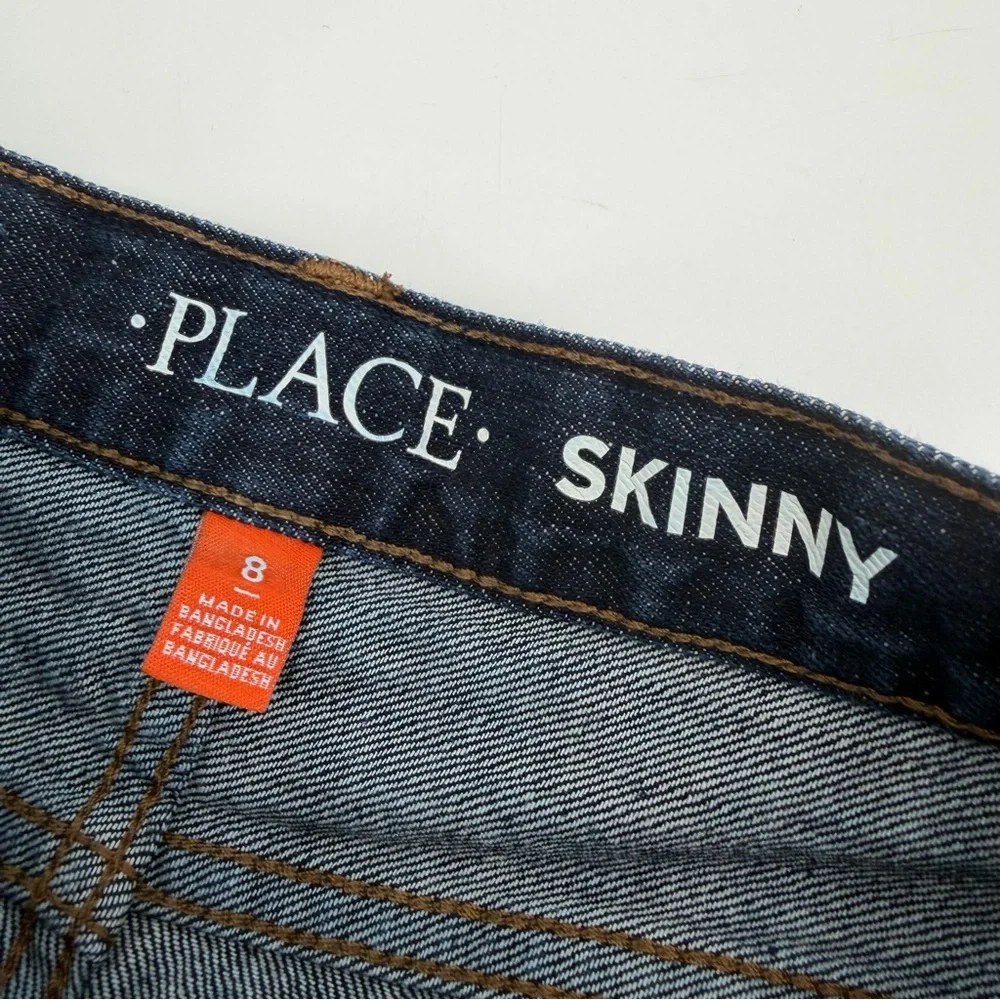 The Children's Place Jeans Boys 8 Dark Blue Skinny Cotton Denim Adjustable Waist